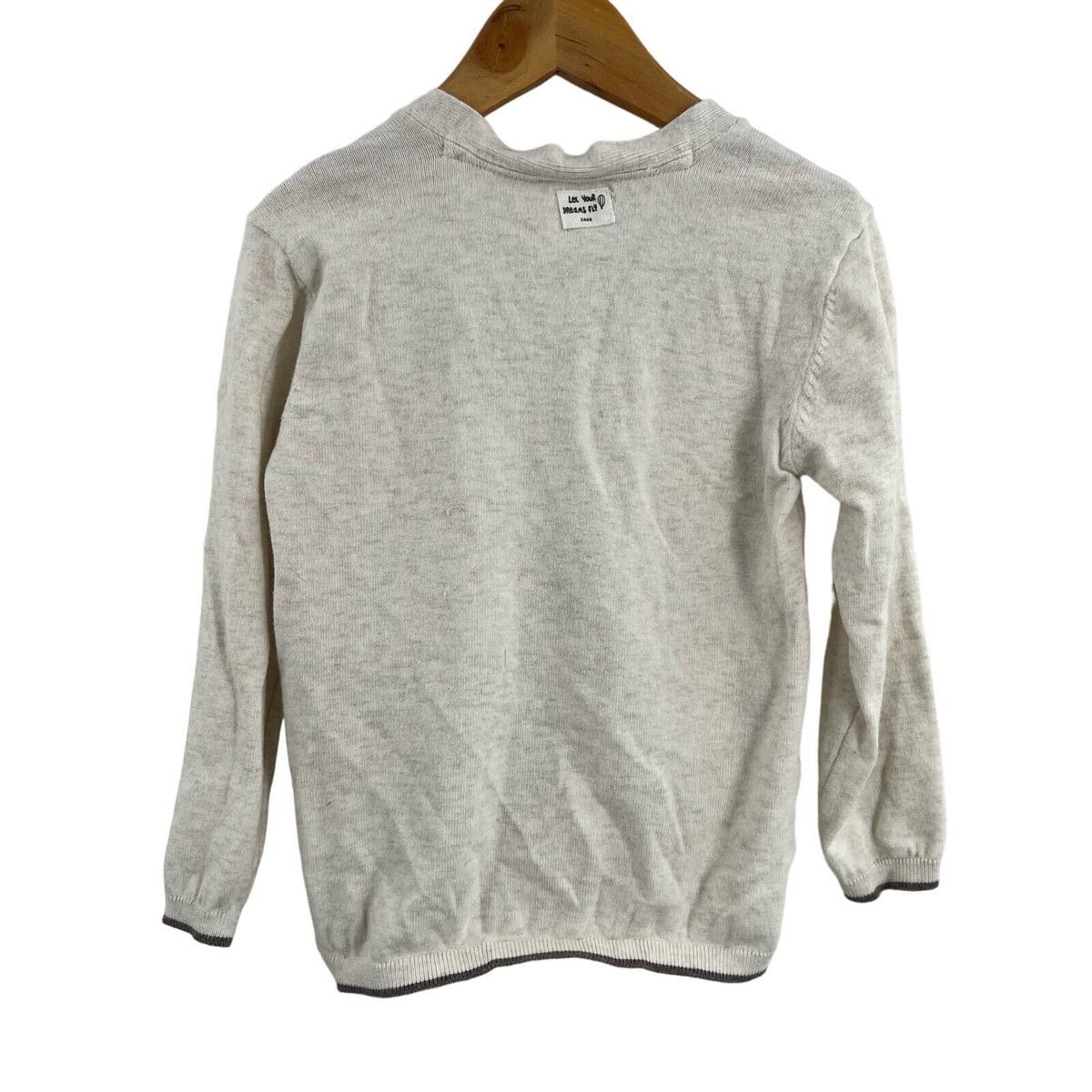 きなこ　0709 Zara Kids 4/5 Knit Cardigan Sweater Oatmeal V Neck | eBay