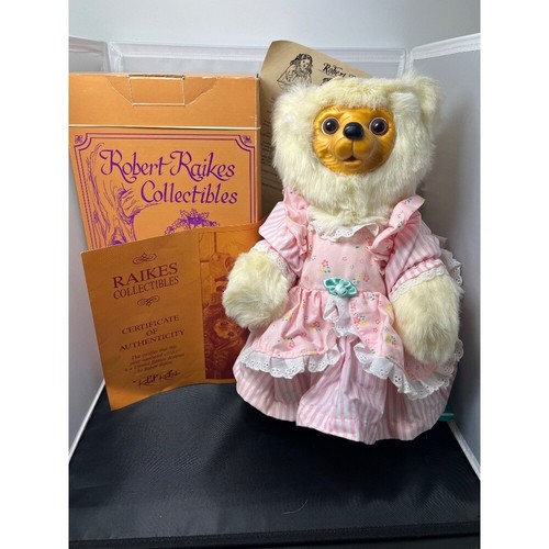 Orso in legno Little Miss Muffet 1996 Robert Raikes da collezione #2173/2500 alto 14" - Foto 12 di 12