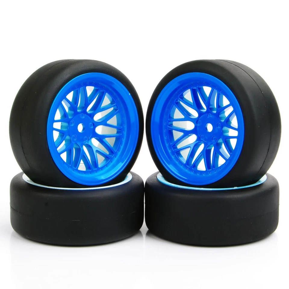 1/10 RC Model Car 1:10 Drift Tires&Blue Wheel Rim 12mm Hex Tyre For HPI HSP 4PCS - Image 2 of 4