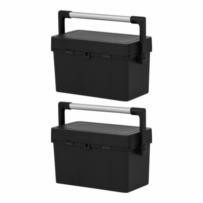 2 x 46 cm robuste schwarze Werkzeugkiste mit abschließbarem Deckel recycelter Kunststoff tragbar