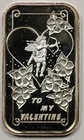 2004 To My Valentine Cupid Flowers .999 Fine Silver Art Bar One Troy Ounce 1 oz