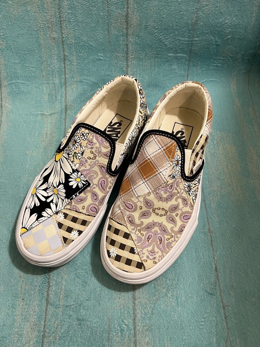Vans Classic Meadow Patchwork Slip-On Sz M4 W5.5 Daisy Check  display picture 2
