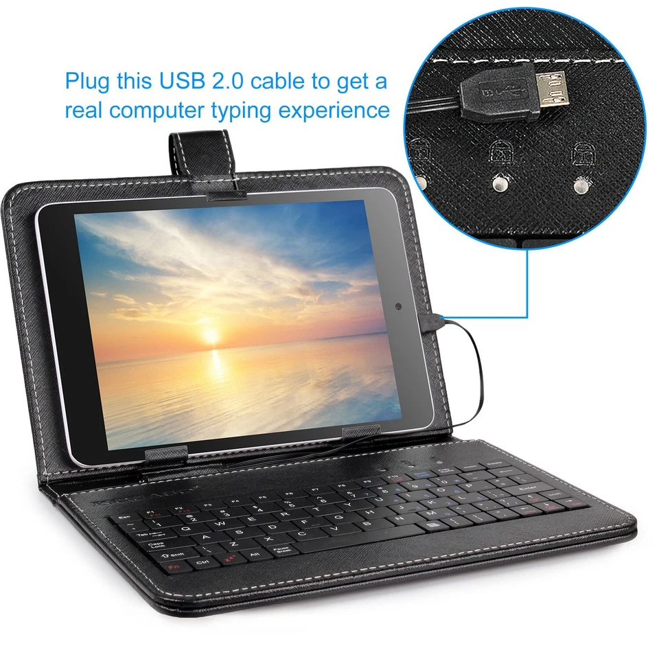 Slim PU Leather Case Cover W/ Stand Keyboard USB 2.0 For 7.9" Android Tablet PC - Image 2 of 4