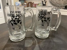 Set of 2 Braum’s Dairy Stores Frost Before Serving Clear Glass Mugs B102