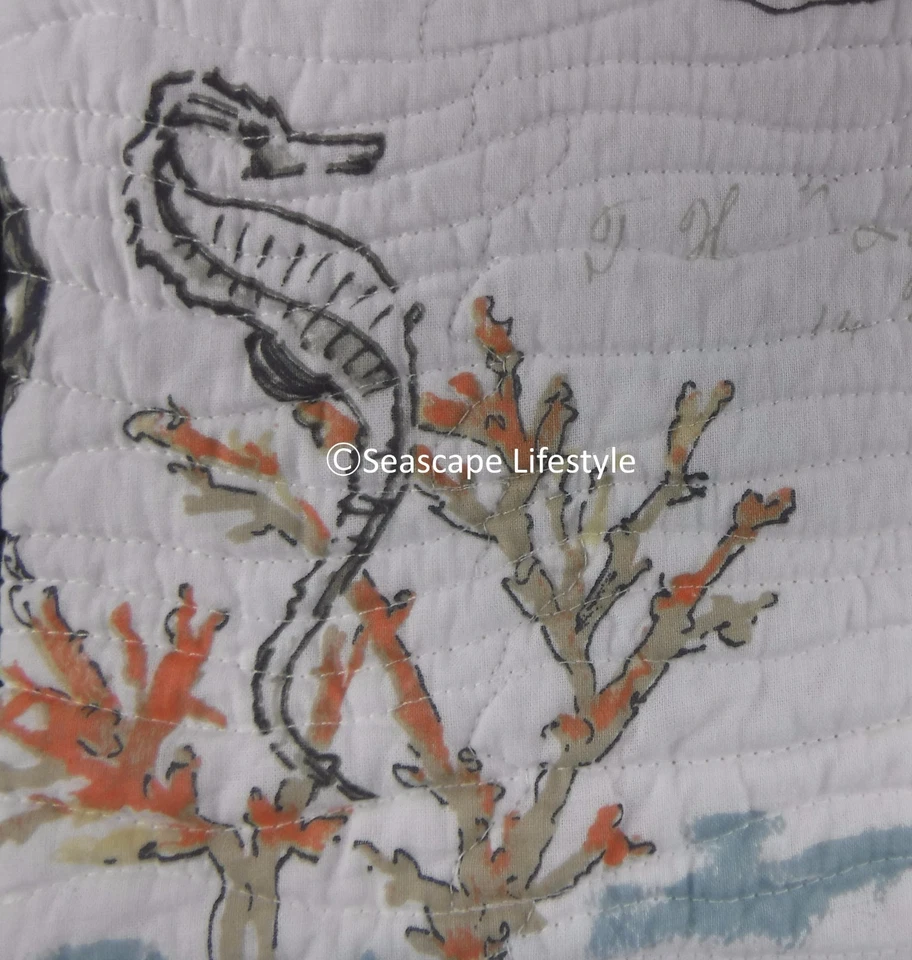 2-pc ☆ TROPICAL MARINE LIFE ☆ Twin Quilt Set SIGRID OLSEN Coastal Beach House - Image 2 of 4