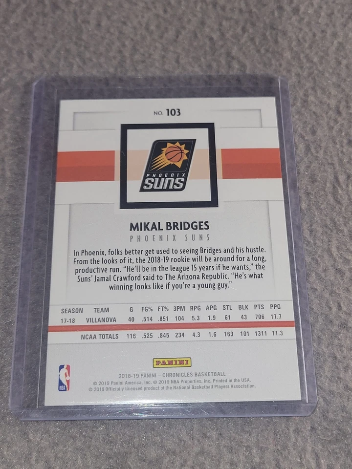 2018-19 Panini Chronicles - Panini #103 Mikal Bridges (RC) - Image 2 of 2