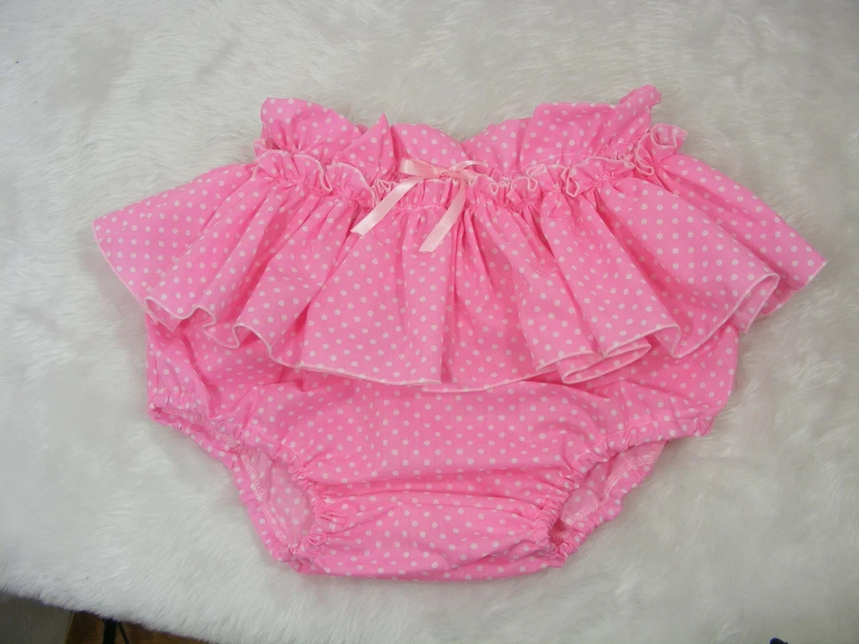 BRAGAS CON CUBIERTA DE PAÑAL MANCHADO ROSA SISSY BEBÉ ADULTO CON FORROS OPCIONALES Foto 2 de 4