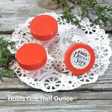 12 Plastic Jars DIY Craft Containers 1/2 oz Orange Lids Screw Cap 3803 USA