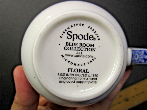 SPODE Blue Room Collection FLORAL A11 Cup Saucer 1830 Copper Engraving Repro - Picture 5 of 10
