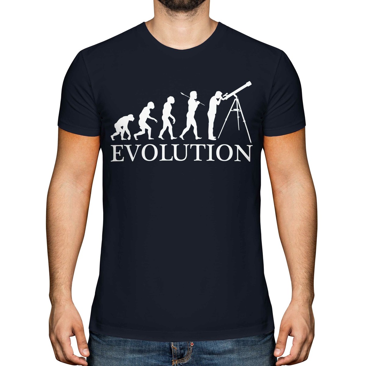 ASTRONOMY EVOLUTION OF MAN MENS T-SHIRT TEE TOP GIFT TELESCOPE