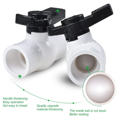 2" PVC Ball Valve, Shut-Off Valve with Smooth and Excellent Handle, Rated at ... - Picture 2 of 7