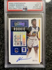 2020-2021 Panini Contenders James Wiseman Rookie Ticket Stub #/33 PSA 9 Auto 10