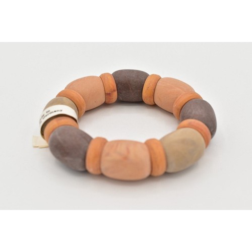 Pulsera de cuentas vintage de Alemania Occidental simulada de madera elástica gruesa nueva de Lote Antiguo W1 - Imagen 10 de 12