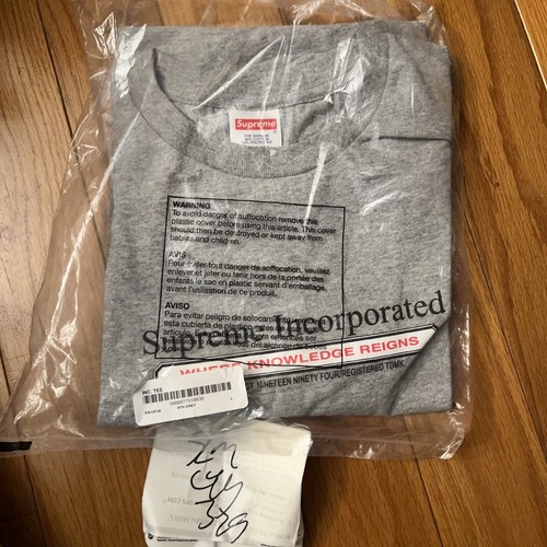 Brand New Supreme Inc. Tee Heather Grey Knowledge Reigns Incorporated Size Large