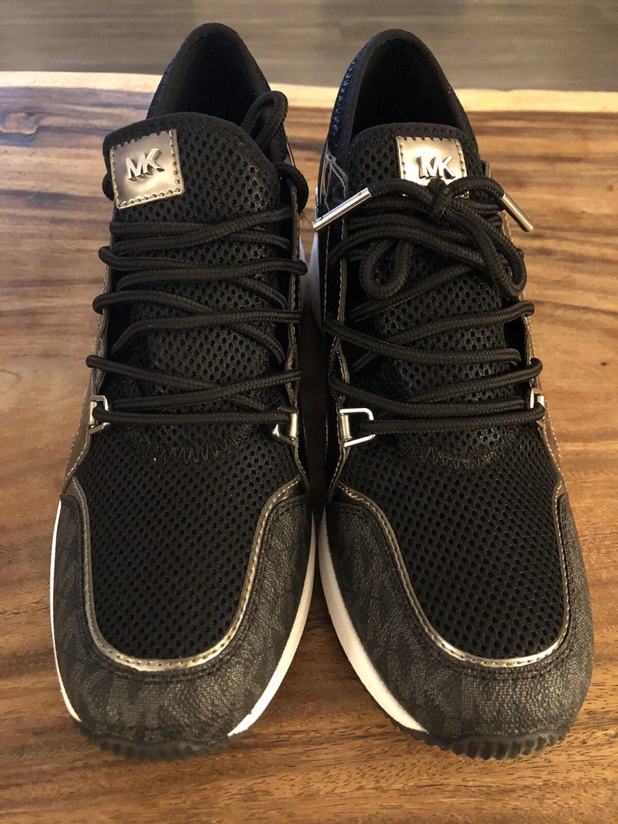 Michael Kors Liv Trainer Signature Logo Sneakers Black 8 5 Pewter