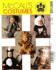 Baby COSTUMES Elephant Lion Skunk Panda McCall's 6105 UNCUT Sewing Pattern S. 