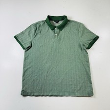 Banana Republic Luxe Touch Slim Polo Shirt Green Herringbone Men  s Size Large