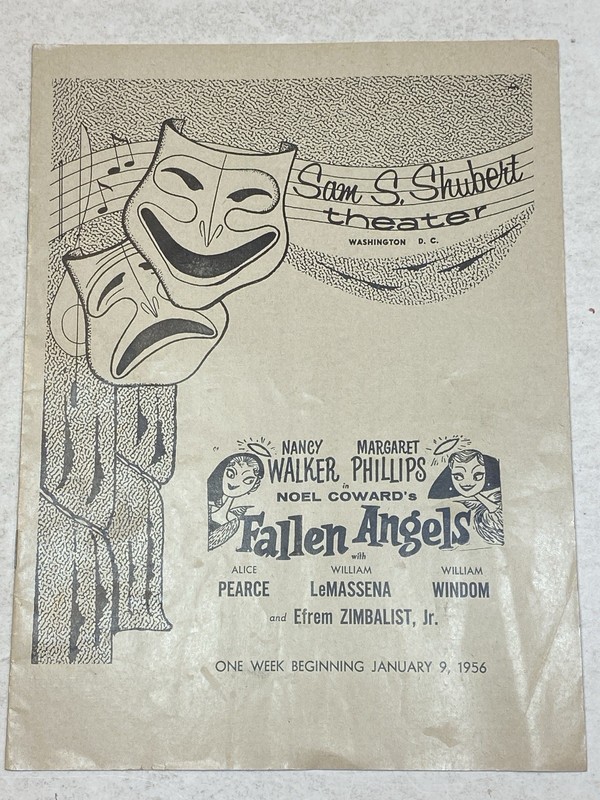 Fallen Angels Play Nancy Walker Phillips 1956 Sam Shubert Theater Washington DC