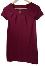 Banana Republic 100% Wool Sweater Dress Women's SZ XS Red Stretchy Knit Pullover