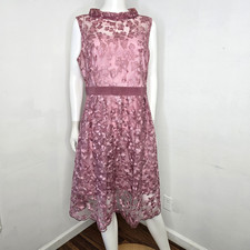 Eva Mendes New York & Co All Over Lace Dress Split Front Retro Inspired Size XL
