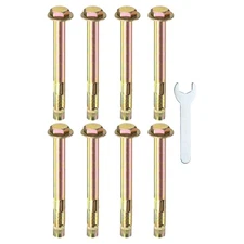 8-Pack M10x120mm Galvanized Iron-Carbon Steel Hex Expansion Bolts with Wrench