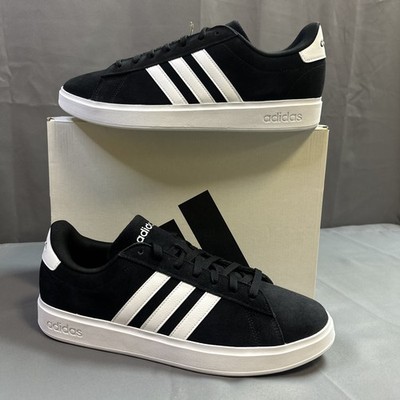 New adidas Grand Court 2.0 Men's Suede Leather Sneakers ID2963 Black/White US 13