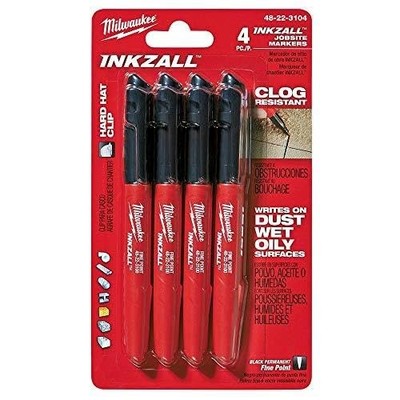48223104 Inkzall Point Marker, Fine, Black, 4Pack