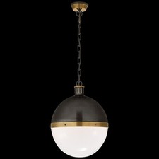 Visual Comfort TOB 5063BZ/HAB-WG Hicks 13" Large Pendant with White Glass