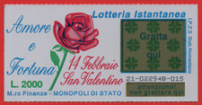 GRATTA E VINCI LOTTERIA VERGINE AMORE E FORTUNA SAN VALENTINO ANNO 1995 LOTTO 21