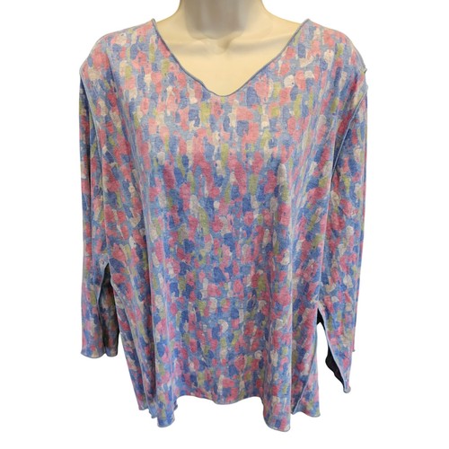 NWT REVERSIBLE Trisha Tyler polka dot watercolor double layer v neck sweater XXL - Picture 3 of 6