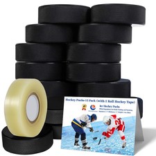 UNBEATABLE ENERGY Hockey Pucks 15 Pack  with 1 Roll Hockey Tape  Official Hockey