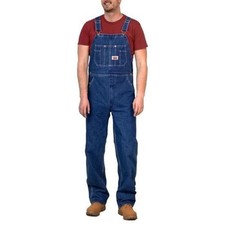 Round House Men's Blue Denim Overalls Size 58x30 Adjustable Straps Workwear
