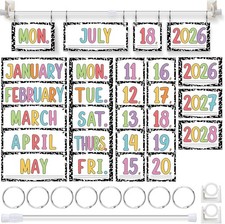 Black Dot Flip Calendar Bulletin Board Set With Holder 53 Data Cards Decor