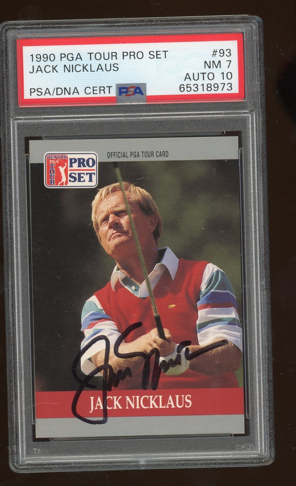 1990 Pro Set Jack Nicklaus Auto Signed Card PSA 7 PSA/DNA 10