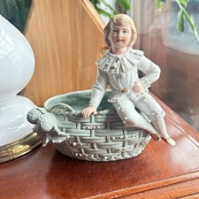 Antike Biskuit Porzellan Vase Figur Junge 