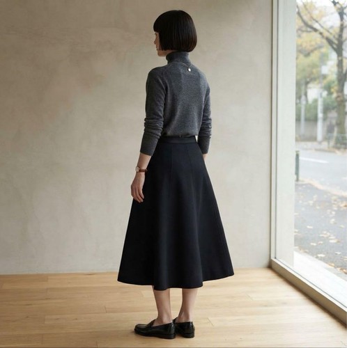 Margaret Howell, MARGARET HOWELL x FOX BROTHERS 100% Wool Black Flare Skirt Size II