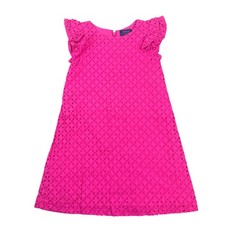 Polo Ralph Lauren Dress Girls 6 Pink Eyelet Ruffle Sleeve Cotton A-Line Summer
