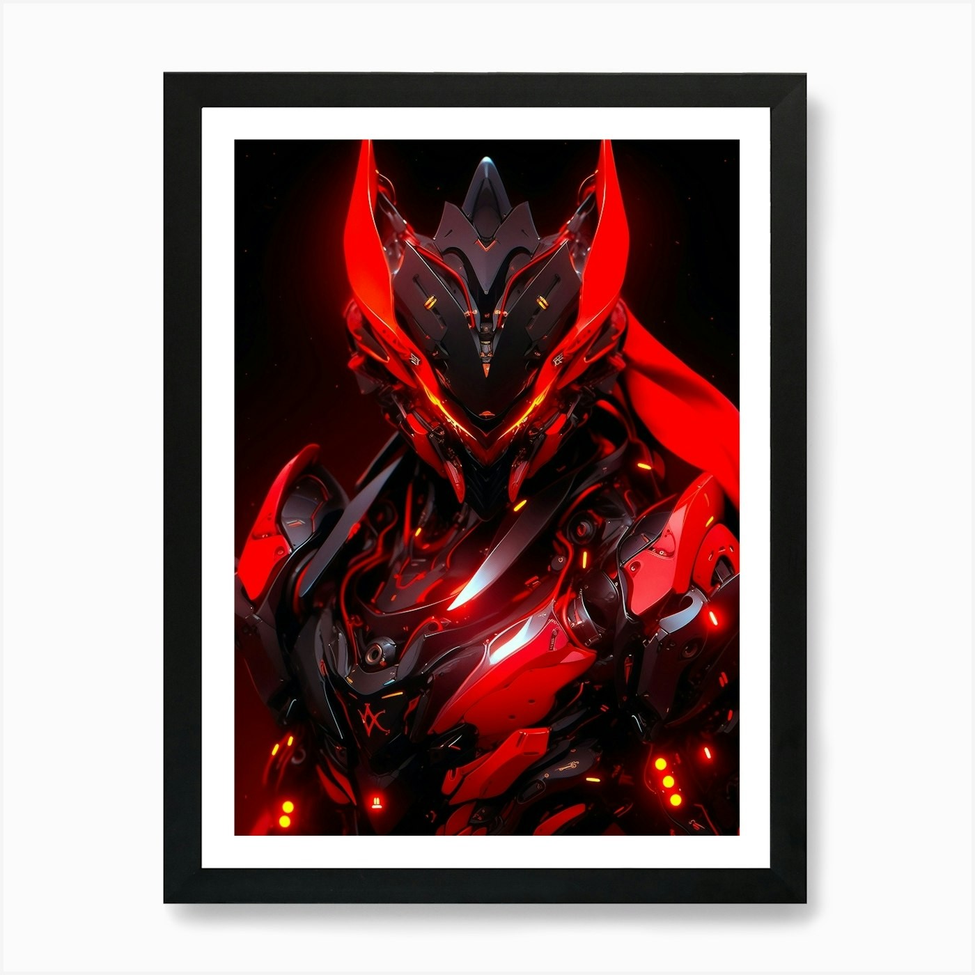 Sci-Fi Red Dragon Framed Art Print Canvas Wall Poster