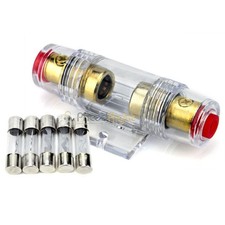 High Quality Gold In-line 4 or 8 Gauge AGU Fuse Holder 5 Pack 80 AMP AGU Fuses