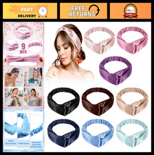 9pcs Satin Elastic Twisted Turban Headbands for Women, Light Color