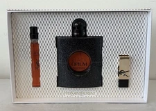 BLACK OPIUM by Yves Saint Laurent | Women's 3 Pc Gift Set: 3.0+0.33 EDP+Lipstick