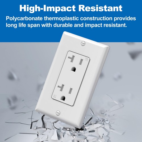 BESTTEN 20 Pack 20 Amp Decor Wall Receptacle Outlet, 20A 20A, White - 第 3/7 張圖片