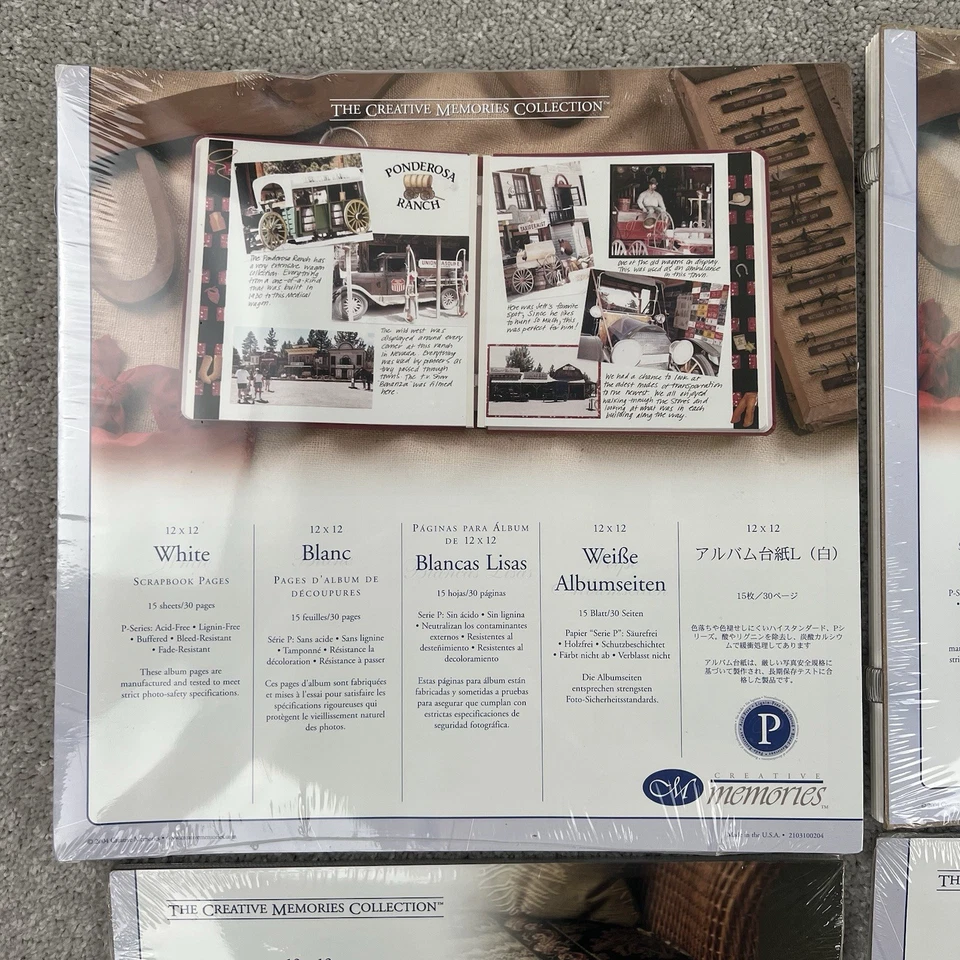 Creative Memories Scrapbook Pages/Page Protectors Lot of 4 White 12x12 P Series - Image 2 of 4