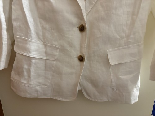 Jacqui E Size XS 6-8 White Linen Blazer Jacket Button Up 100% Linen New RRP $179 - Picture 4 of 18