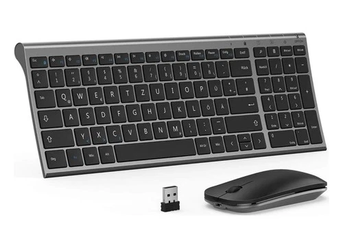 Tastatur Maus Set Kabellos, Wiederaufladbar, Ultra-Dünne,Aluminium slim, QWERTZ