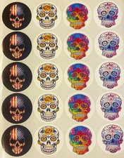 SET of 40- 2 inch SKULLS VARIETY ADHESIVE STICKERS