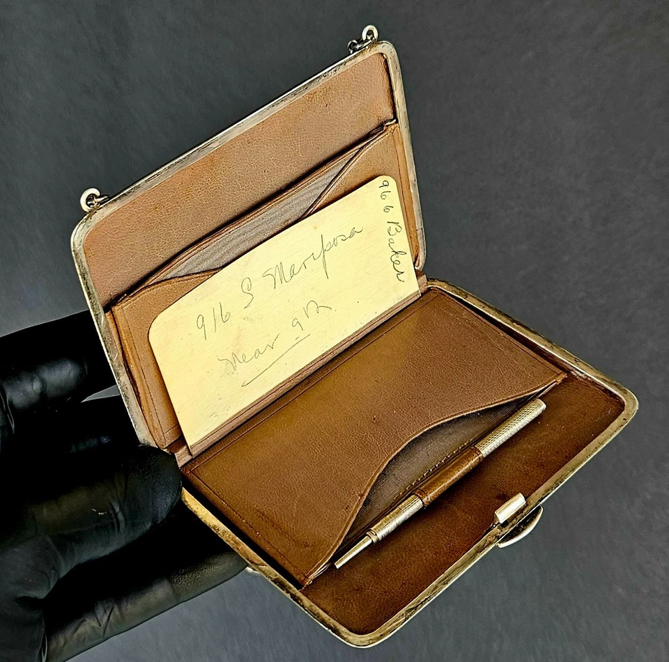 Antiguo bolso sin asas eduardiano británico de plata de ley 925 de 1900 127 grm Foto 4 de 4