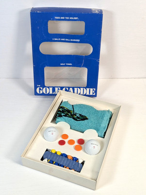 Vintage J B Halley The Golf Caddie Geschenkset unbenutzt Neuheit Handtuch Bälle T-Shirts engl