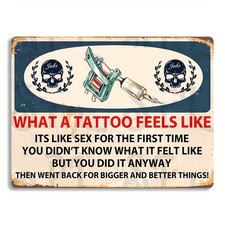 Vintage Tattoo Humor Tin Metal Signs Home D cor 8x12 Wall"The Feel of a Tattoo"