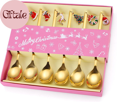 Coffee Spoons Gold Silverware Christmas 6 Pieces Small Stainless Steel Flatware